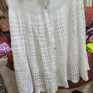 Roz & Ali White Crochet A-Line Skirt